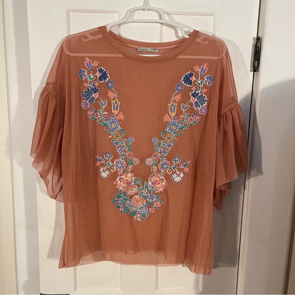 Zara flutter sleeve shirt